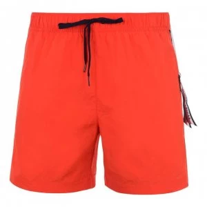 Image of Tommy Bodywear Stripe Flag Swim Shorts - Spicy Orange