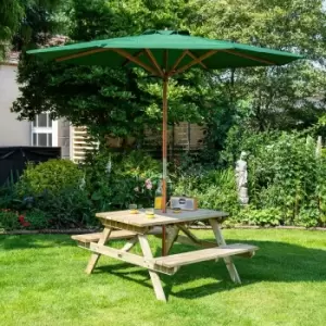 Image of Rowlinson 4ft Picnic Table with 2.7 m Parasol, Green