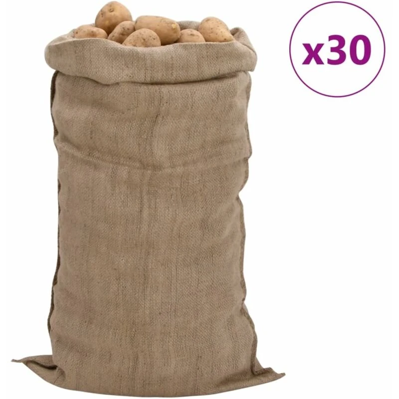 Image of Vidaxl Jute Sacks 30 Pcs 65X135cm 100% Jute 340 Gsm, Brown 155809