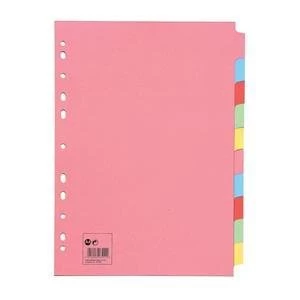 Image of 5 Star Subject Dividers Multipunched Manilla Board 10 Part A4 Assorted Pack 10