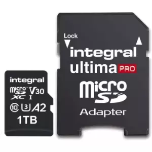 Image of Integral 1TB UltimaPRO A2 V30 High Speed Micro SD Card (SDXC) UHS-I U3 + Adapter - 180MB/s