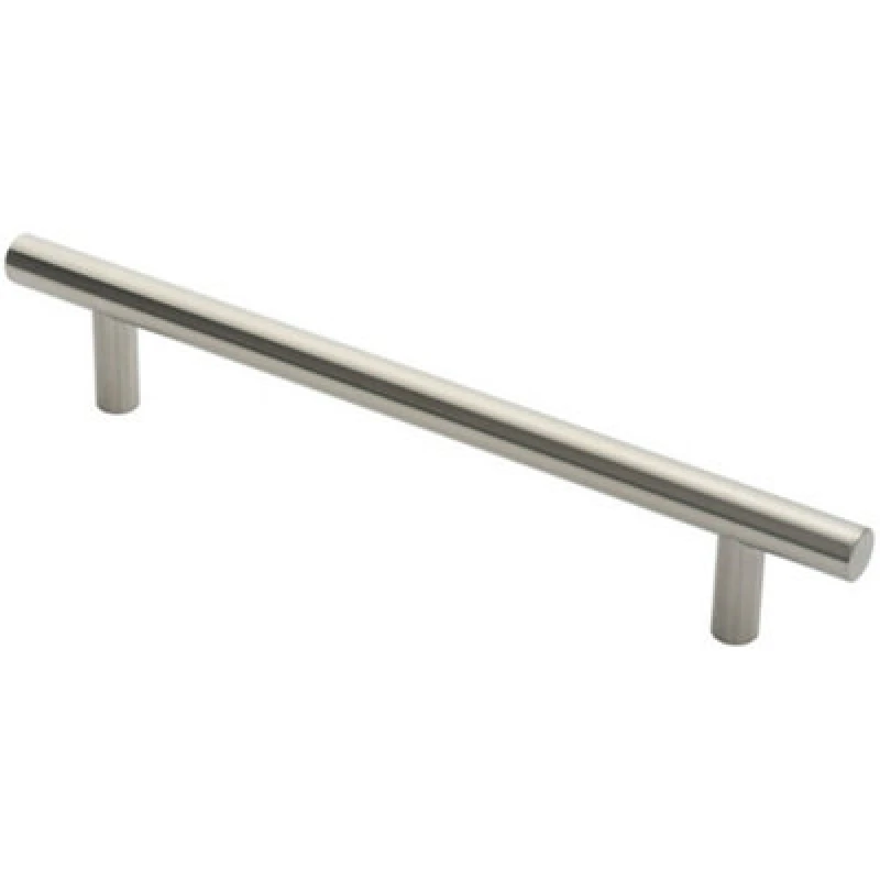 Image of Loops Straight T Bar Door Pull Handle 400 x 19mm 300mm Fixing Centres Satin Steel Metallics unisex