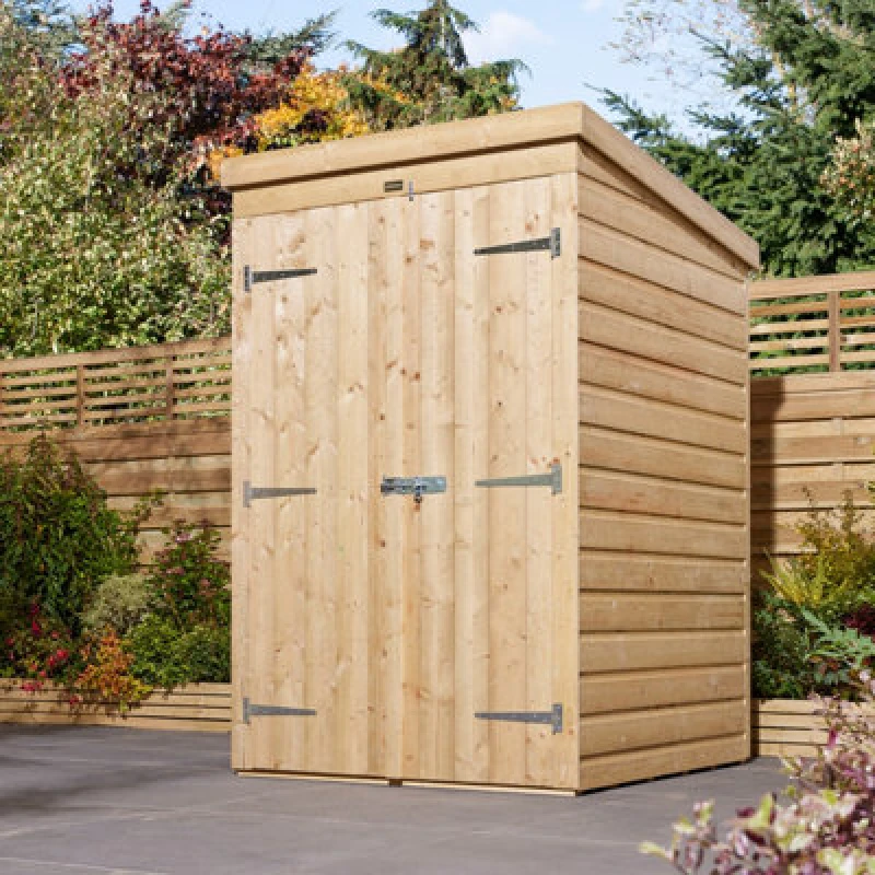 Image of Rowlinson 4x4 Shiplap Pent Shed Double Door SLP44PT