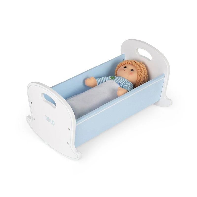 Image of Tidlo Wooden Doll's Cradle Baby Blue unisex