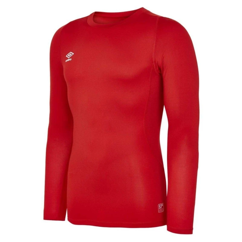 Image of Umbro Umbro Men Core Crew Neck Long-Sleeved Base Layer Top in Scarlet Size: Small Scarlet S Male 5063750784328