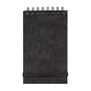 Image of Wirebound Notepad Elasticated Ruled 90gsm 120 Pages 127x76mm Black Pack of 10