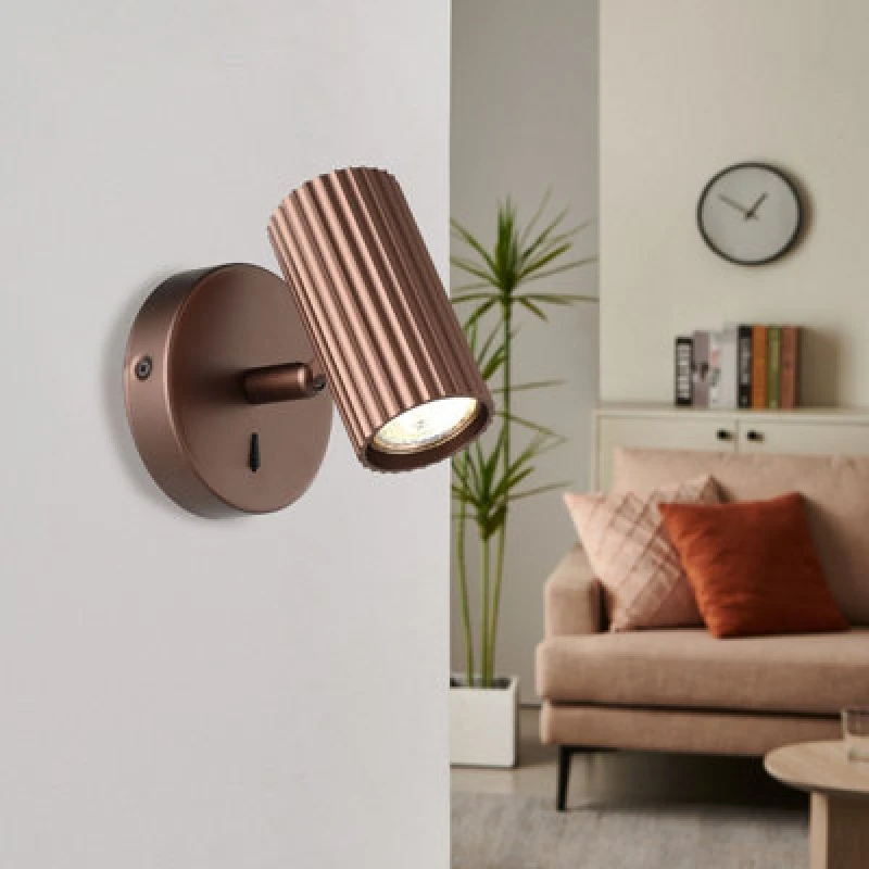 Image of EGLO Eglo Portillo Aluminium & Steel Modern Wall Spotlight, Bronze Bronze One Size Unisex 9008606360567