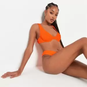 Image of Missguided Underwire Crinkle Bikini Top - Orange