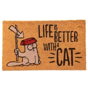 Image of Life is Better With A Cat Simons Cat Coir Door Mat