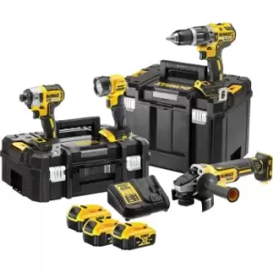 Image of Xr Cordless 4pc 18v Brushless Combi Drill Impact Driver Grinder Torch Kit - Dewalt