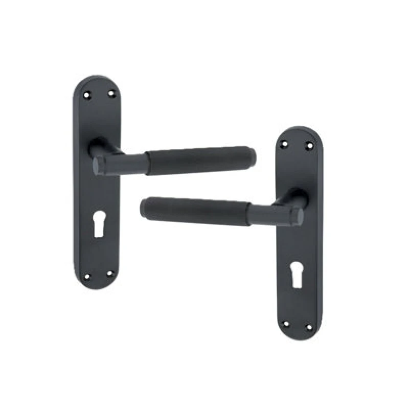 Image of Spira Brass Connaught Knurled Lever On Backplate Lock Matt Black