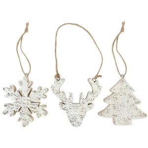 Image of Trio of Wooden Hanging Decorations