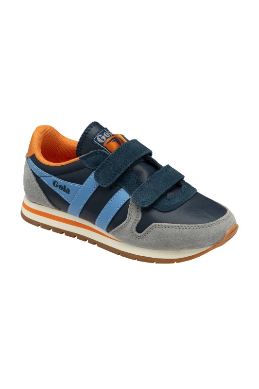 Image of Gola Classics 'Daytona Pure' Kids Strap Trainers in Navy Size: Infant 12 Navy Unisex Infant 12