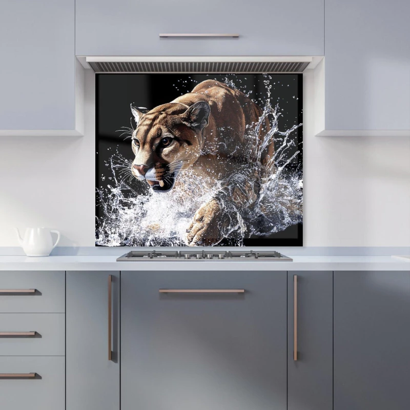Image of Warren Reed - Designer Puma's Determined Splash Kitchen Splashback Size: 600mm x 750mm Multicolor Unisex 600mm x 750mm