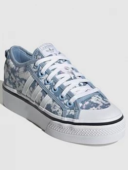 Image of adidas Originals Nizza Platform - Blue/Floral, Blue Floral, Size 8, Women