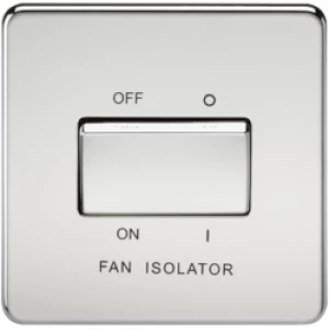 Image of KnightsBridge 10A 1G 3 Pole 230V Screwless Polished Chrome Electric Fan Isolator Switch