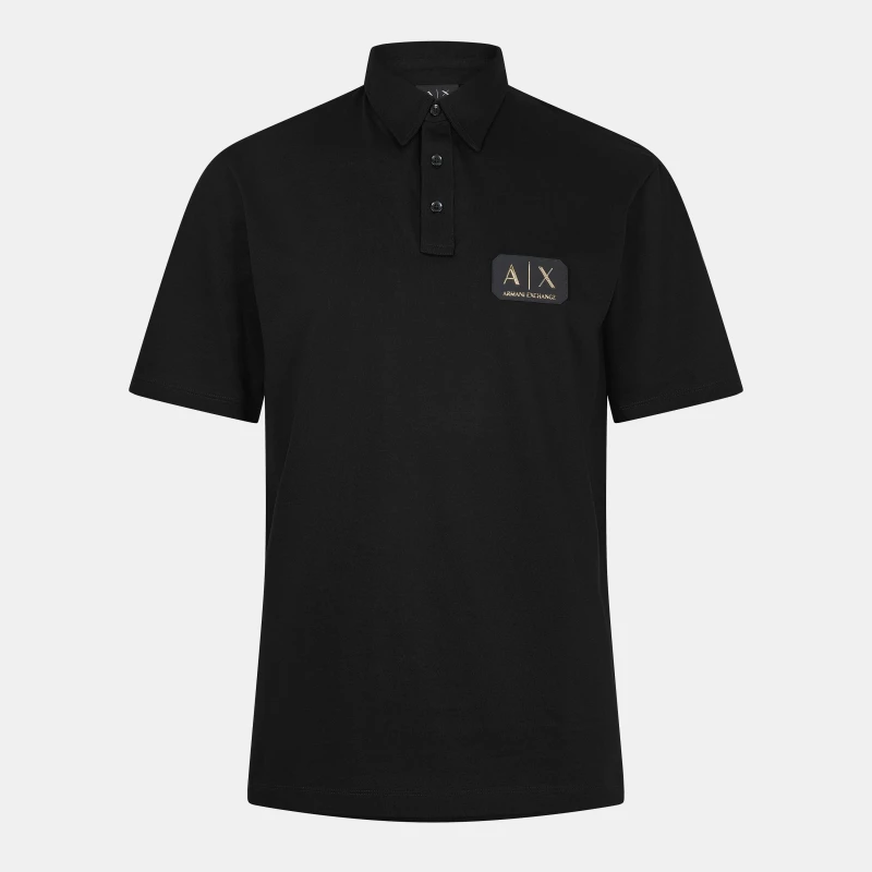 Image of Armani Exchange Box Logo Polo Shirt Black S