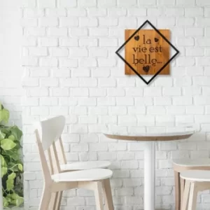 Image of La Vie Est Belle Walnut Black Decorative Wooden Wall Accessory