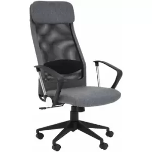 Image of Brent Black Mesh And Grey Fabric Home Office Chair - Premier Housewares