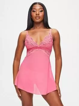 Image of Ann Summers Nightwear & Loungewear Icon Chemise - Bright Pink, Bright Pink Size M Women