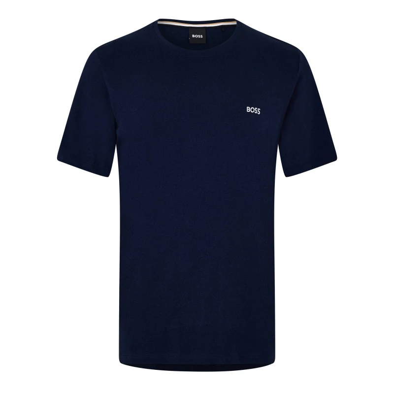 Image of Boss Logo Crew Neck T Shirt - Blue Blue S
