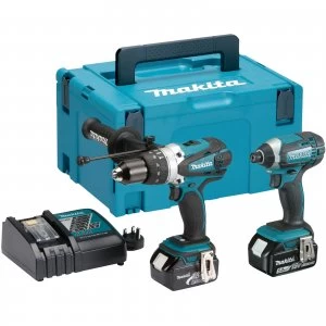 Image of Makita DLX2145 18v Cordless LXT Combi Drill Impact Driver Kit 2 x 5ah Li ion Charger Case