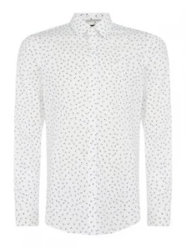 Image of Mens Michael Kors Trim fit stretch geo print shirt Blue