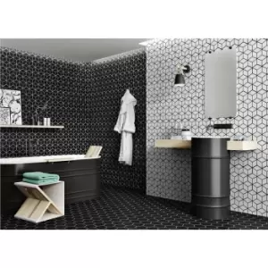 Image of Black 3D Effect Wall Tile 26.5 x 51cm - Rombo