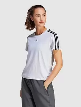 Image of adidas Train Essentials 3 Stripe T-Shirt - White, Size S, Women