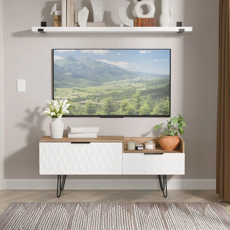 Image of Ready Assembled 2 U Islay 2 Drawer Coffee TV Unit (Ready Assembled) in White White Unisex