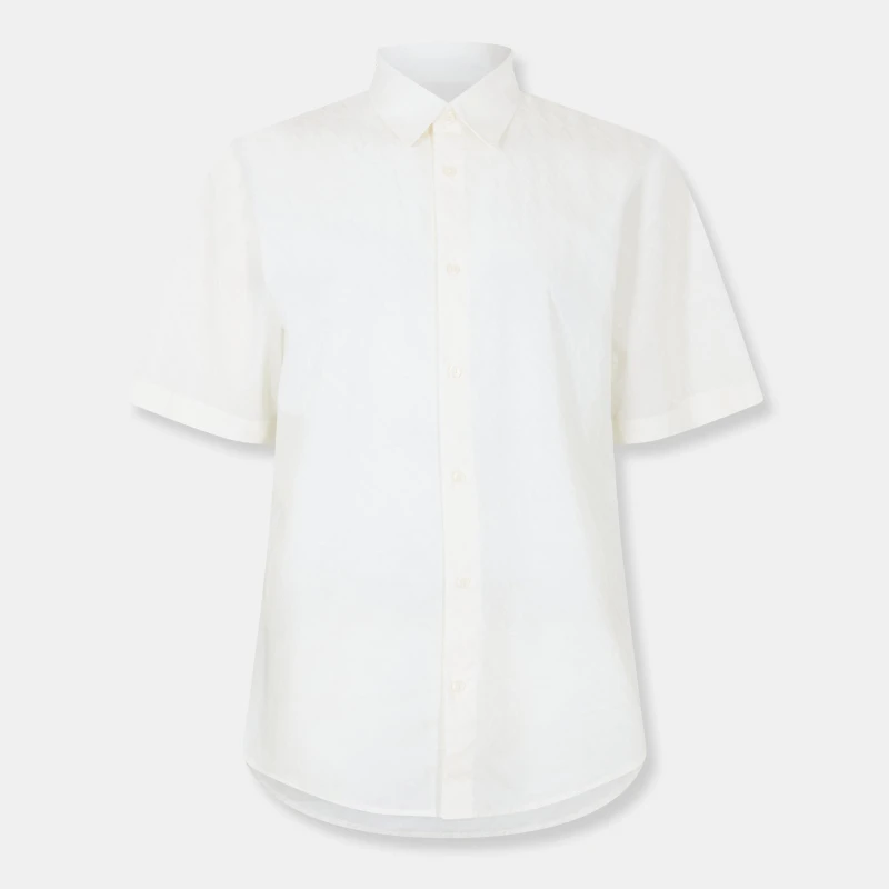 Image of Armani Exchange Mens Short-Sleeve Plain Shirt Off White male M