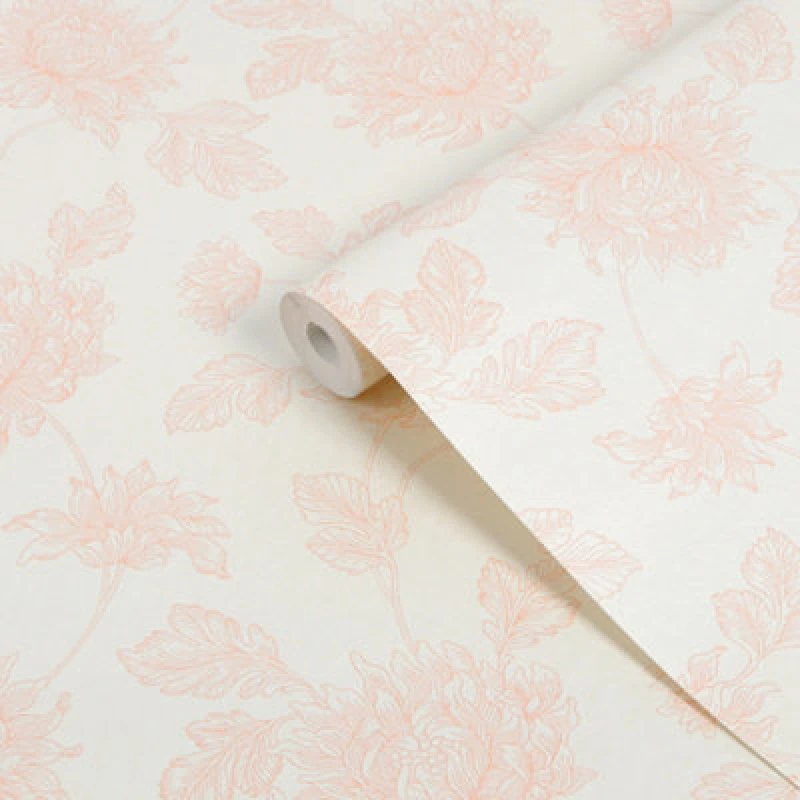 Image of Laura Ashley Plaster Pink Stratton Smooth Wallpaper