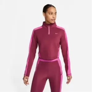 Image of Nike Dri-FIT Femme Womens Half-Zip Long Sleeve Cropped Top - Pink