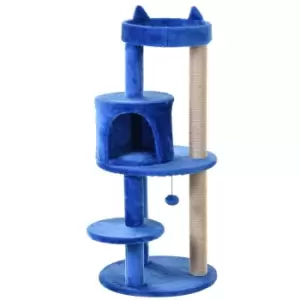 Image of PawHut 3-Tier Deluxe Cat Activity Tree w/ Scratching Posts and Perch - Royal Blue