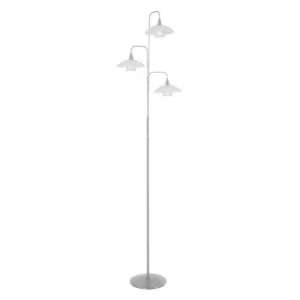 Image of Tallerken Multi Arm Pendant Ceiling Light Steel Brushed, Glass White Matt, Transparent Matt