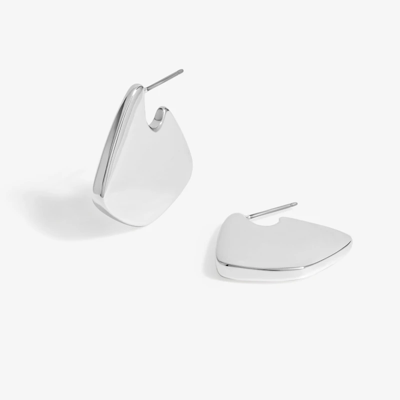 Image of Jon Richard Silver Plated Angular Polished Earrings Silver