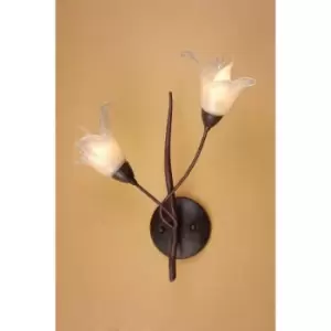 Image of Florida wall light with 2-light switch E14, brown / Black oxidized