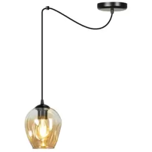 Image of Emibig Level Black Glass Dome Slim Pendant Ceiling Light with Amber Glass Shades, 1x E27
