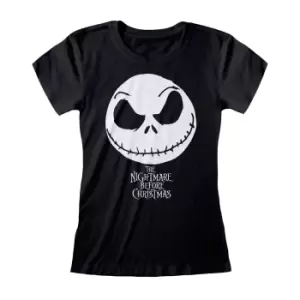 Image of Nightmare Before Christmas Womens/Ladies Jack Skellington Fitted T-Shirt (XL) (Black/White)