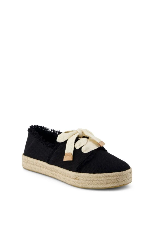 Image of TOMS Womens Carolina Lace Up Espadrille in Black Size: 6 Black Female 6