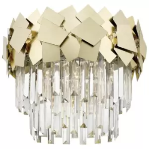 Image of Zumaline Quasar Crystal Ceiling Light, Gold, Clear, 5x E14