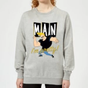 Image of Johnny Bravo Man I'm Pretty Womens Sweatshirt - Grey - M