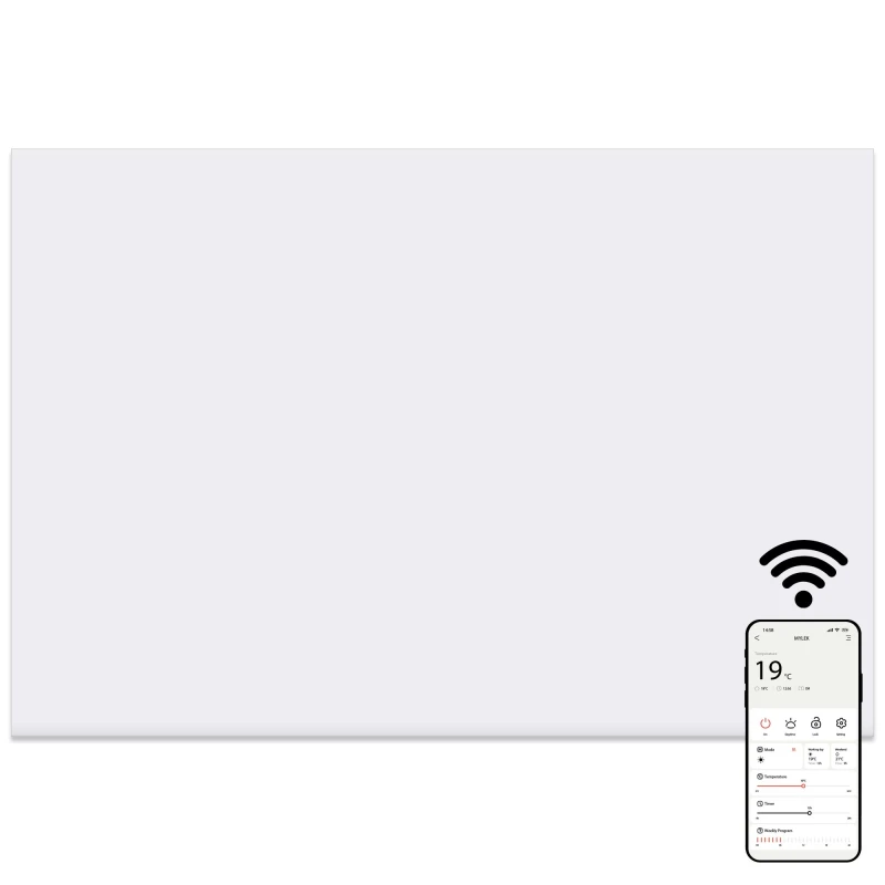 Image of MYLEK Electric Panel Heater WIFI App Controlled Slimline White IPX4 1.2kW White Unisex
