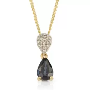 Image of JG Fine Jewellery 9ct Gold Diamond & Sapphire Droplet Necklace