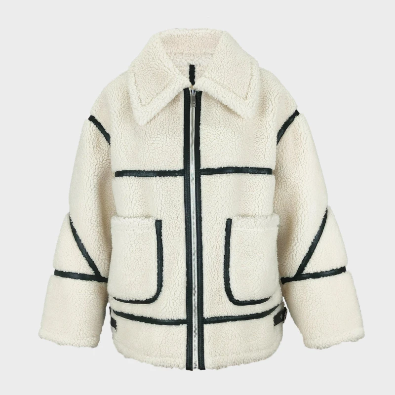 Image of Jack Wills Womens Sherling Long Sleeve Short Puffer Jacket Cream female 8 (XS)