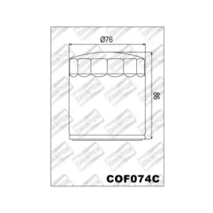 Image of OIL FILTER CHROME COF074C - HF174C - COF074C - Champion