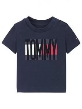 Image of Tommy Hilfiger Baby Boys Short Sleeve Flag T-Shirt, Navy, Size 6-9 Months