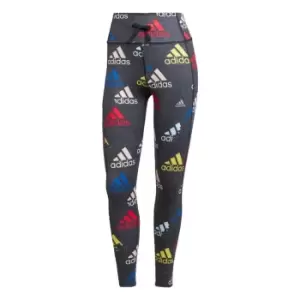 Image of adidas Running Essentials Brand Love 7/8 Tights Womens - Black / Impact Yellow