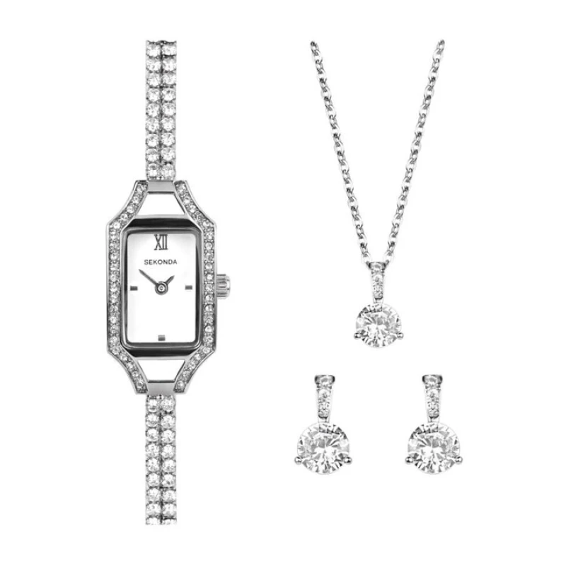 Image of Sekonda 49055 Stone Set Watch And Bracelet Gift Set - W32385