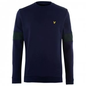 Image of Lyle and Scott Lyle Tipped Block Crew Neck Sweatshirt Mens - Navy Z99
